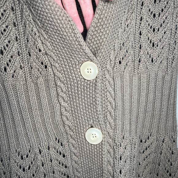 Eddie Bauer Neutral Beige Mushroom Goblin Boho Cottage Minimalist Cardigan sz M - Picture 4 of 8
